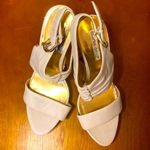 Charles David 8.5 cream leather strap heels.